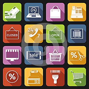 E-commerce icons set flat