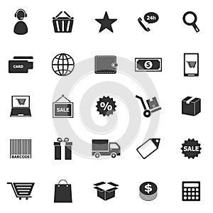 E-commerce icons on white background