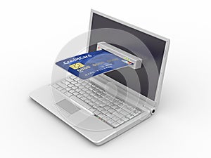 E-commerce. Laptop and credit card.