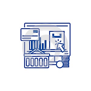 E commerce line icon concept. E commerce flat  vector symbol, sign, outline illustration.