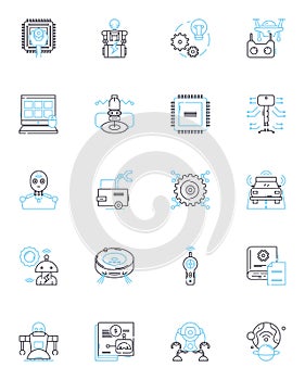 E-commerce linear icons set. Online, Shopping, Retail, Virtual, Marketplace, Digital, Transaction line vector and