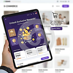 E-commerce Loyalty Rewards Program Tablet UI