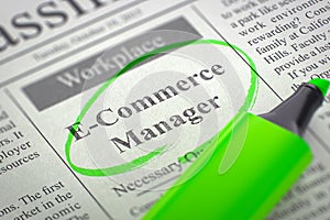 E-Commerce Manager Job Vacancy.