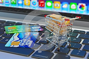 E-commerce, online purchases and internet shopping concept
