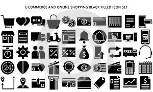 E-commerce and Online shopping black filled icons