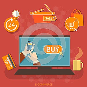 E-commerce online shopping buy now concept internet market