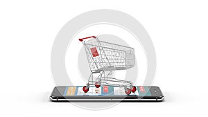 E-commerce or online shopping concept with trolley