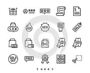 E-commerce and Online shopping line icons