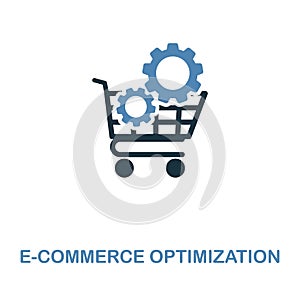 E-Commerce Optimization icon. Simple element illustration in 2 colors design. E-Commerce Optimization icon sign from seo collectio