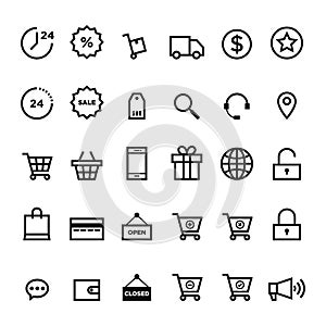 E-commerce outline icon set vector illustration