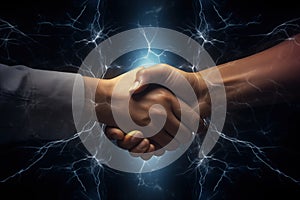 E-Commerce Pact: Handshake Signifying a Digital Business Agreement. Generative AI