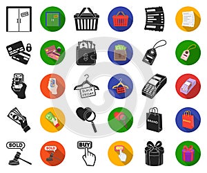 E-commerce, Purchase and sale black,flat icons in set collection for design. Trade and finance vector symbol stock web