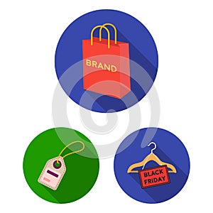 E-commerce, Purchase and sale flat icons in set collection for design. Trade and finance vector symbol stock web