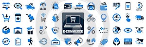 E-commerce set icon, shopping icons, set shop sign - vector