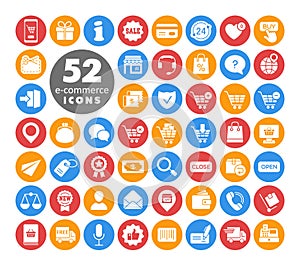 E-commerce set vector icons shopping and online