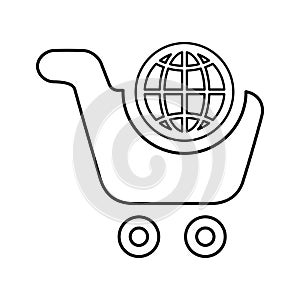 E-commerce shopping cart icon. Line, outline design