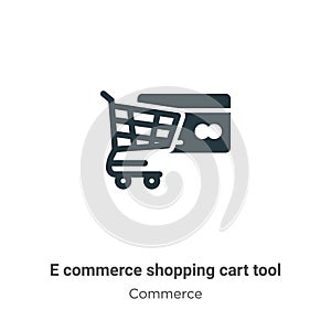 E commerce shopping cart tool vector icon on white background. Flat vector e commerce shopping cart tool icon symbol sign from