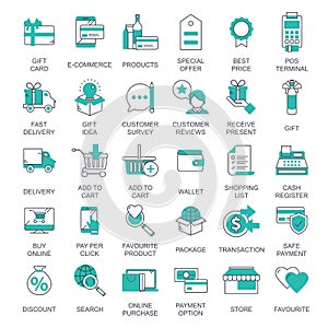 E commerce and shopping icon collection. Flat vector illustration