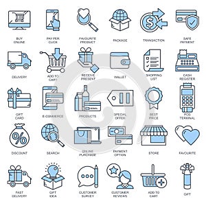 E commerce and shopping icon collection. Flat vector illustration