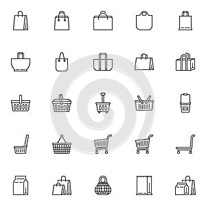 E-commerce and shopping line icons set