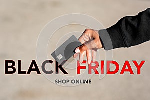 E-commerce shopping online on black friday. Make orders online from home. Special sales online