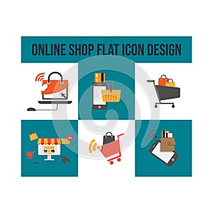 E-commerce and Shopping online icons. Flat design