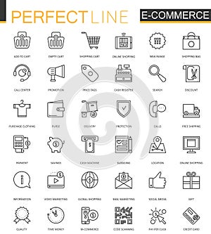 E-commerce and shopping thin line web icons set. Outline icon design.