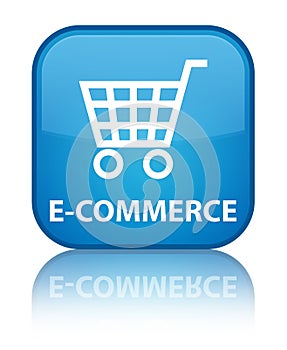 E-commerce special cyan blue square button