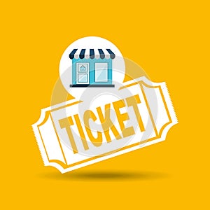 E-commerce store building ticket icon design
