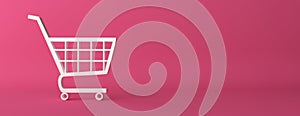 E-commerce symbol on  pink curved background. 3d illustration