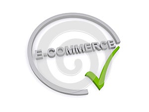 e-commerce word on white photo