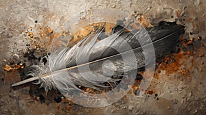 Elegant Textured Feather Artwork in Gold