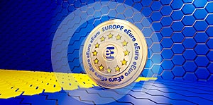 E-euro digital concept of Europe. digital currency of Europe creative abstract design 3d-illustration