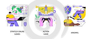 E-gaming industry abstract concept vector illustrations.