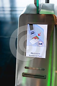 E-gate at airport (boarding pass scanners)