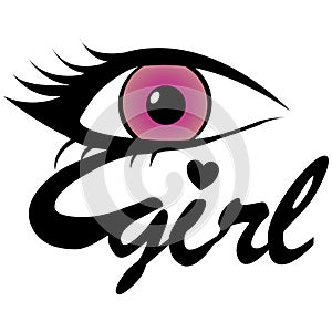 E-Girl typography design with a pink eye