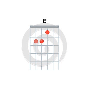 E guitar chord icon. Basic guitar chords vector isolated on white