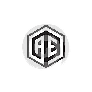 A E hexagon letter logo