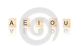 A E I O U, vowel word. photo