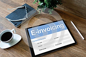 E-invoicing, Online banking and payment. Technology and business concept.