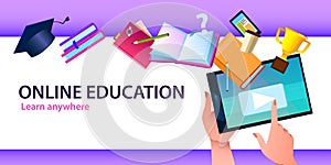 E-learning background in flat style with copy space