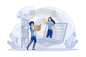 E-learning banners Online education, home schooling, online classes,