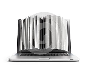 E-learning Concept Book and Laptop 3d render on white