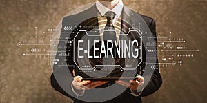 E-learning concept with businessman