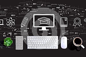 E-learning concept with a computer keyboard