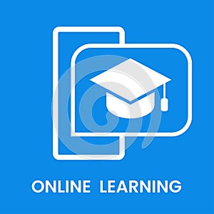 E-learning concept. Distance learning icon. Online training courses. Home leisure. Isolated vector element
