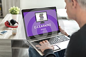 E-learning concept on a laptop screen