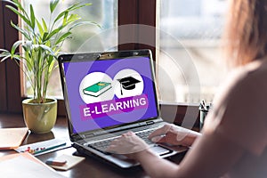 E-learning concept on a laptop screen