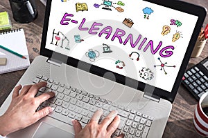 E-learning concept on a laptop screen