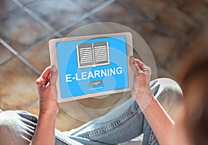 E-learning concept on a tablet